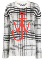 JW Anderson logo-embroidered check-pattern jumper - Blanc - thumbnail