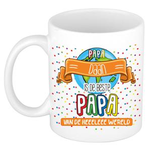 Naam mok papa Daan - wit - de beste - keramiek - 300 ml - Vaderdag/verjaardag