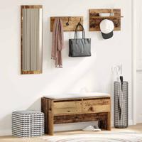 Halmeubelset met lade met plank 4 pcs Oudhout Bewerkt hout