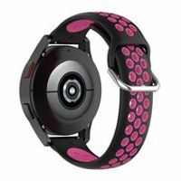 Siliconen sportbandje met gesp - Zwart + roze - Samsung Galaxy Watch 3 - 41mm