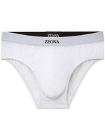 Zegna slip en coton à logo imprimé - Blanc