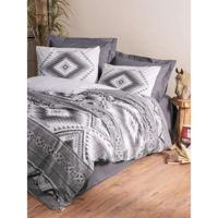 Beddengoedset - 1 dekbedovertrek 220 x 240 cm + 2 kussenslopen 60 x 60 cm - 100% katoen - Antraciet