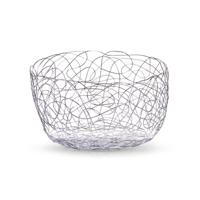 Fruitschaal - zilver - metaal - 22 cm - rond - fruitmand - draadmand
