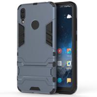 Schokbestendige PC + TPU Case voor Huawei Y7 (2019) met houder (marineblauw)