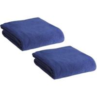 Fleece deken/plaid - 2x - blauw - 120 x 150 cm - Polyester fleece - 180 gram - lekker warm kleedje