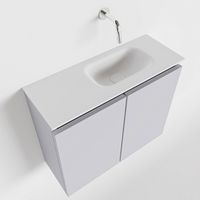 Toiletmeubel Mondiaz Ture | 60 cm | Meubelkleur Cale | Eden wastafel Talc Rechts | Zonder kraangat