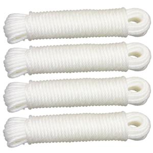 AMIG paracord touw - 4x - 15 meter - D5mm - 110kg - PE/PVC - wit