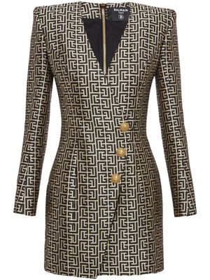 Balmain robe courte à motif monogrammé - Noir