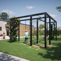 Moderne Pergola Hout Met Schommel, Fitness en Waslijnen