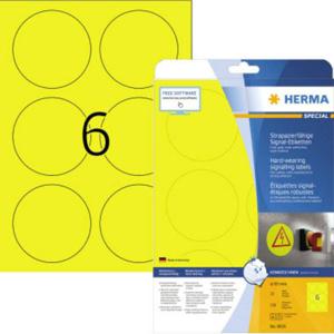 Herma 8035 Folie-etiketten 85 x 85 mm Polyester folie Geel 150 stuk(s) Extra sterk hechtend Laser (zwart/wit), Laser (kleur), Kopiëren (zwart/wit), Kopiëren