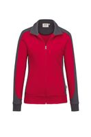 Hakro 277 Women's sweat jacket Contrast MIKRALINAR® - Red/Anthracite - 3XL