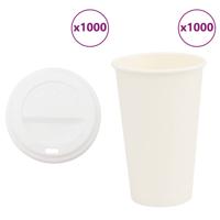 VidaXL Papieren koffiekopjes met deksel 1000 st 16oz 400 ml