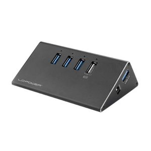 LC-Power LC-HUB-ALU-2B-4 interface hub USB 3.2 Gen 1 (3.1 Gen 1) Type-A 5000 Mbit/s Zwart