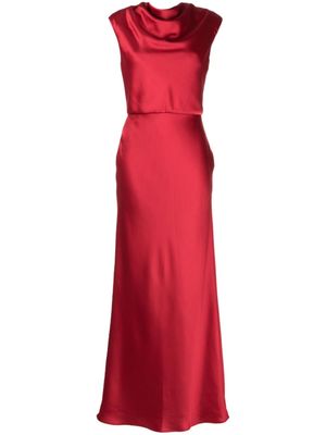 Amsale robe longue sans manches à col bénitier - Rouge