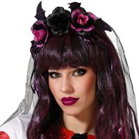 Halloween/horror verkleed diadeem/tiara - dark zombie queen - kunststof - dames/meisjes - thumbnail
