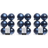 Decoris Kerstballen - 18x st - donkerblauw - D8 cm - kunststof - kerstversiering