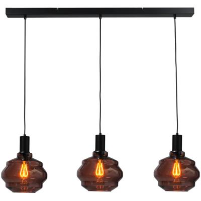Masterlight 3-lichts hanglamp - zwart -Porto met Ball red glazen - Ø 24cm - 2711-05-05-100-3-1