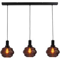 Masterlight 3-lichts hanglamp - zwart -Porto met Ball red glazen - Ø 24cm - 2711-05-05-100-3-1