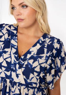 Yoek Lange jurk met ruches TESSA | Blauw | Maat 38/40