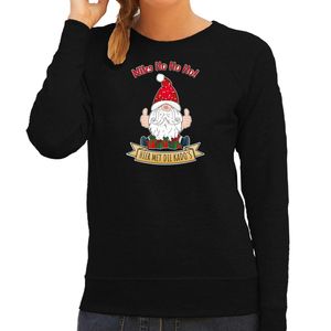 Bellatio Decorations foute kersttrui/sweater dames - Kado Gnoom - zwart - Kerst kabouter 2XL  -