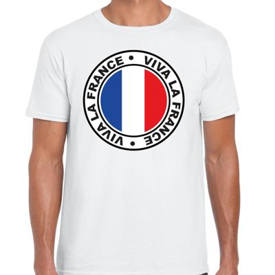 Verkleed T-shirt voor heren - Viva La France - wit - voetbal supporter - themafeest