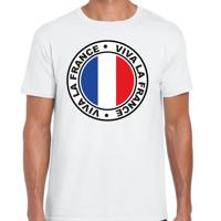 Verkleed T-shirt voor heren - Viva La France - wit - voetbal supporter - themafeest