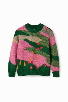 Jacquard trui met borduursels - MATERIAL FINISHES - XL