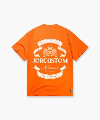 Jorcustom Ribbon Loose Fit T-Shirt Oranje/Wit - Maat M - Kleur: WitOranje | Soccerfanshop
