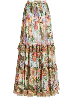 ETRO jupe en soie à fleurs - Blanc