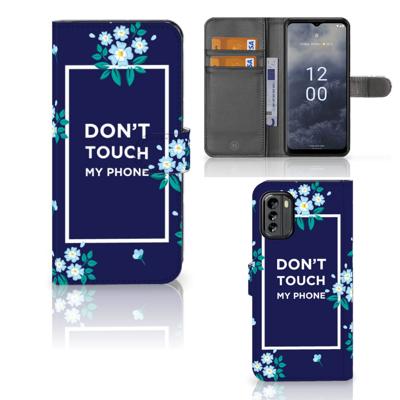 Nokia G60 Portemonnee Hoesje Flowers Blue DTMP | Portemonnee hoesje Nokia G60 Portemonnee Hoesje Flowers Blue DTMP | Portemonnee hoesje