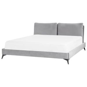 Beliani - MELLE - Tweepersoonsbed - Grijs - 180 x 200 cm - Fluweel