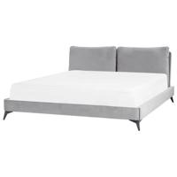 Beliani - MELLE - Tweepersoonsbed - Grijs - 180 x 200 cm - Fluweel