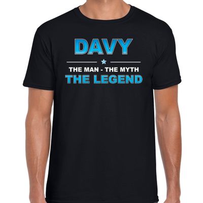 Naam cadeau t-shirt Davy - the legend zwart voor heren Naam cadeau t-shirt Davy - the legend zwart voor heren