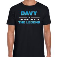 Naam cadeau t-shirt Davy - the legend zwart voor heren