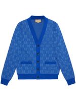 Gucci cardigan en jacquard à col v - Bleu