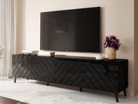 Tv-meubel ABELA 4 deuren zwart/hoogglans zwart - thumbnail