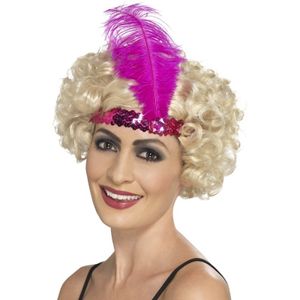 Roze Charleston thema verkleed hoofdband voor dames   -