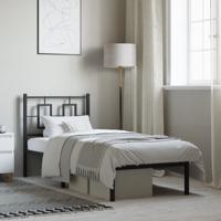 Bedframe met hoofdbord metaal zwart 75x190 cm - thumbnail