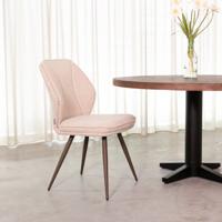 LABEL51 Eetkamerstoel Silvain - Naturel - Royal Boucle - Brons Metalen Frame