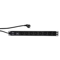 LogiLink PDU8A01 energiedistributie 1U Zwart 8 AC-uitgang(en)