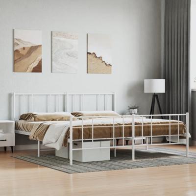 Bedframe met hoofd- en voeteneinde metaal wit 180x200 cm