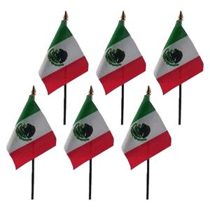 Mexico - 6x - mini vlaggetje van 10 x 15 cm op stokje - Landen vlag - H27 cm