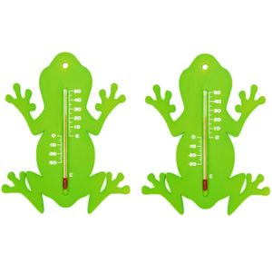 Set van 2x thermometer voor binnen en buiten groene kikker 15 cm