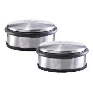 Set van 4x stuks RVS deurstoppers rond 10 x 4,5 cm