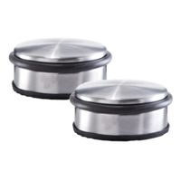 Set van 4x stuks RVS deurstoppers rond 10 x 4,5 cm - thumbnail