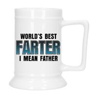 Cadeau Bierpul voor papa - blauw - beste vader - keramiek - 530 ml - Vaderdag   -