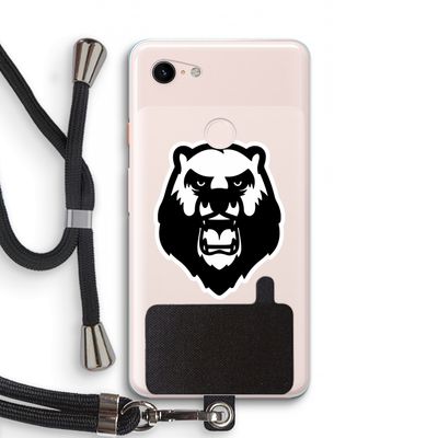 Angry Bear (white): Pixel 3 XL Transparant Hoesje met koord