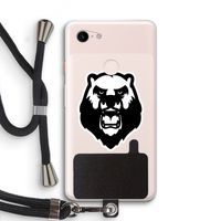 Angry Bear (white): Pixel 3 XL Transparant Hoesje met koord