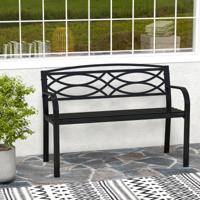 Metalen Tuinbank Weerbestendige Zitbank voor 2 Personen Balkonbank met Rugleuning & Armleuning 116 x 49 x 83 cm Zwart