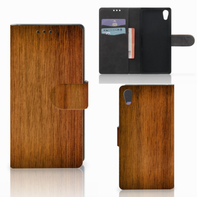 Sony Xperia XA1 | Book Style Case | Donker Hout